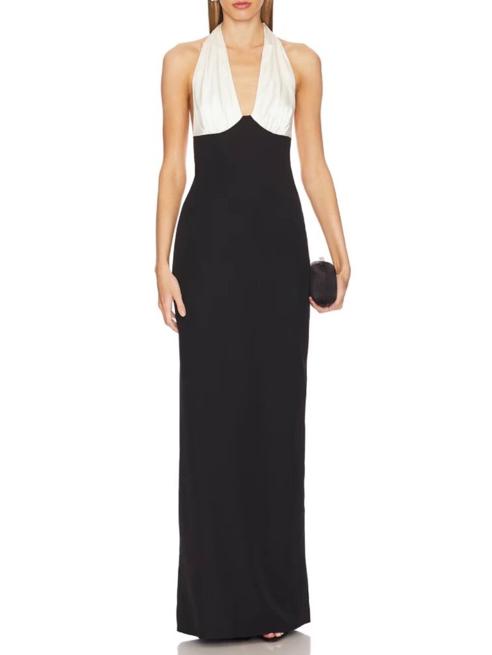 Share Lovers and Friends Katie Gown halterneck back tie black ivory size M